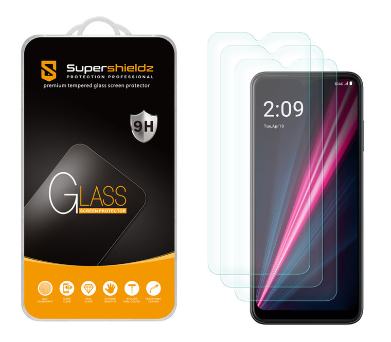 (3 Pack) Supershieldz Designed for T-Mobile Revvl 6 Pro 5G Tempered Glass Screen Protector, Anti Scratch, Bubble Free