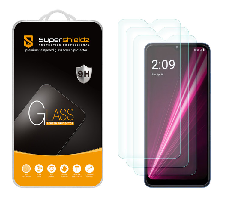 (3 Pack) Supershieldz Designed for T-Mobile Revvl 6 5G Tempered Glass Screen Protector, Anti Scratch, Bubble Free