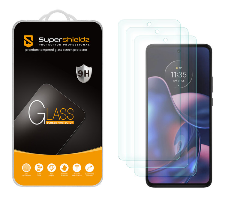 (3 Pack) Supershieldz Designed for Motorola Edge 2022 Tempered Glass Screen Protector, Anti Scratch, Bubble Free