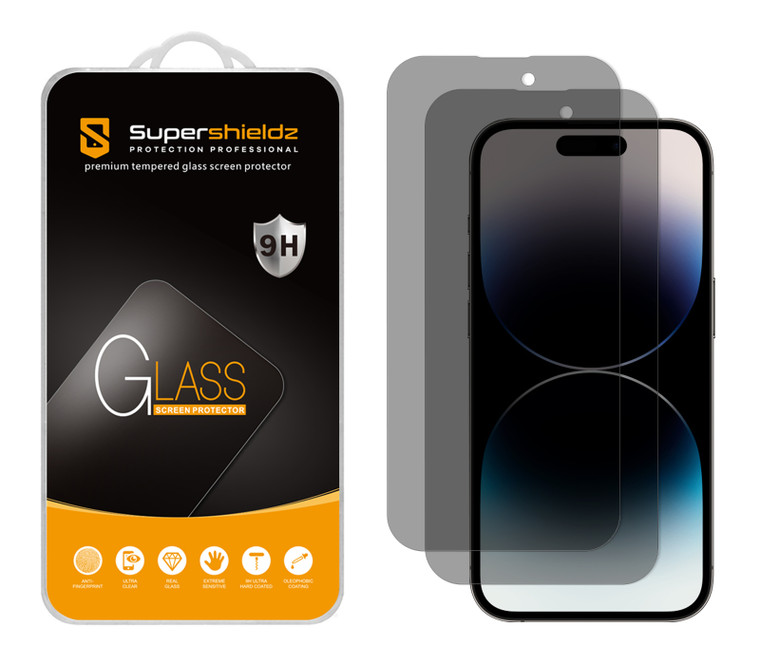 (2 Pack) Supershieldz (Privacy) Anti Spy Screen Protector Designed for iPhone 14 Pro (6.1 inch), Tempered Glass, Anti Scratch, Bubble Free