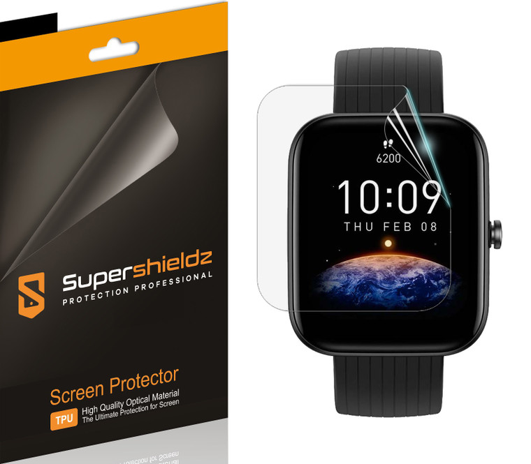 (3 Pack) Supershieldz Designed for Amazfit Bip 3 and Bip 3 Pro Screen Protector, High Definition Clear Shield (TPU)