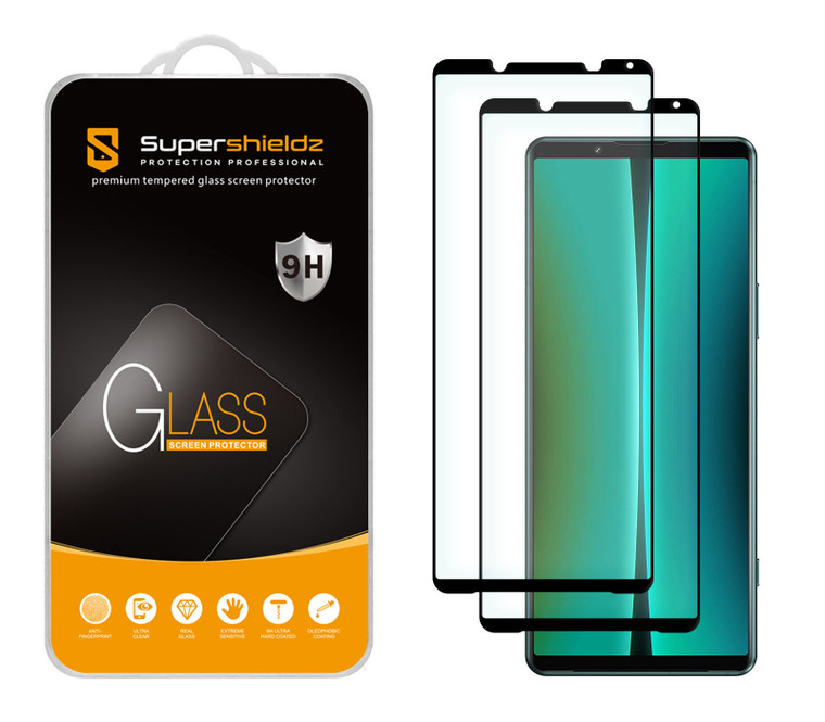 (2 Pack) Supershieldz Designed for Sony (Xperia 5 IV) Tempered Glass Screen Protector, Anti Scratch, Bubble Free (Black)