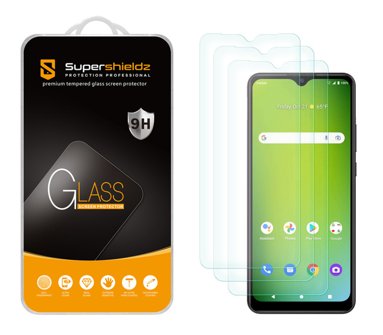 (3 Pack) Supershieldz Designed for AT&T Motivate Max and Cricket Ovation 3 Tempered Glass Screen Protector, Anti Scratch, Bubble Free