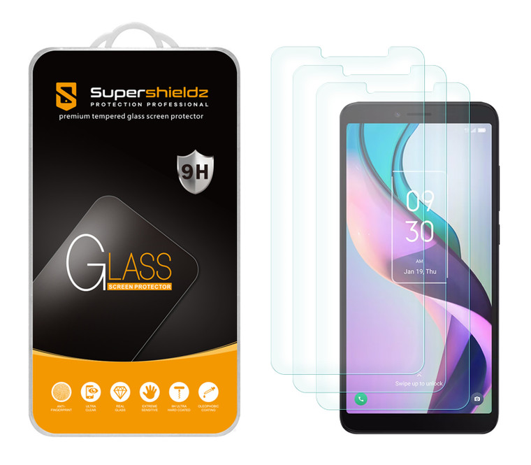 (3 Pack) Supershieldz Designed for TCL Ion X Tempered Glass Screen Protector, Anti Scratch, Bubble Free