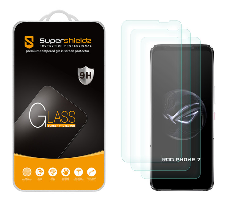 (3 Pack) Supershieldz Designed for Asus Rog Phone 7 5G / ROG Phone 7 Ultimate Tempered Glass Screen Protector, Anti Scratch, Bubble Free