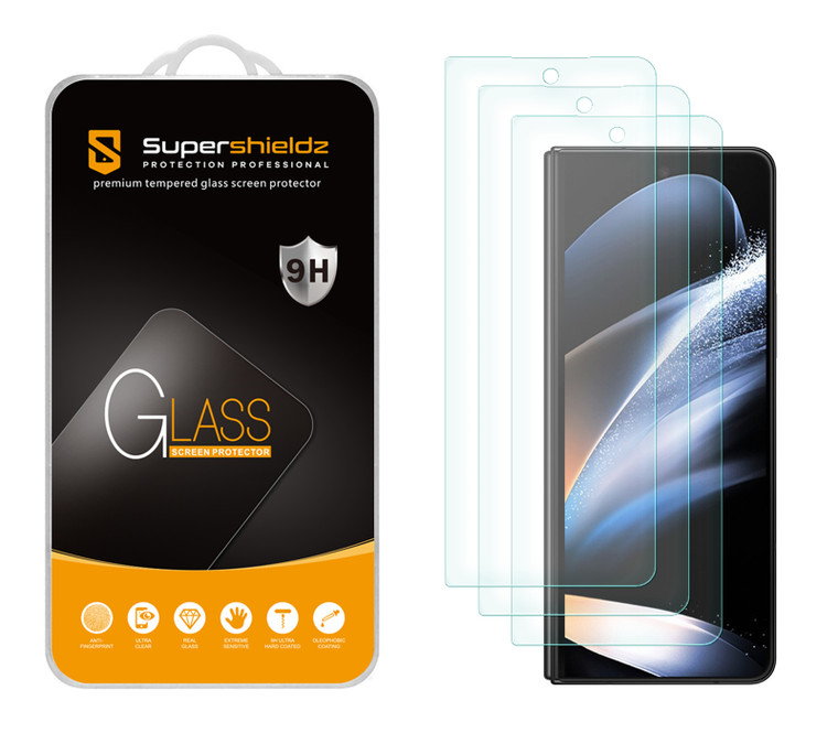 (3 Pack) Supershieldz Designed for Samsung Galaxy Z Fold 5 5G (Front Screen Only) Tempered Glass Screen Protector, Anti Scratch, Bubble Free