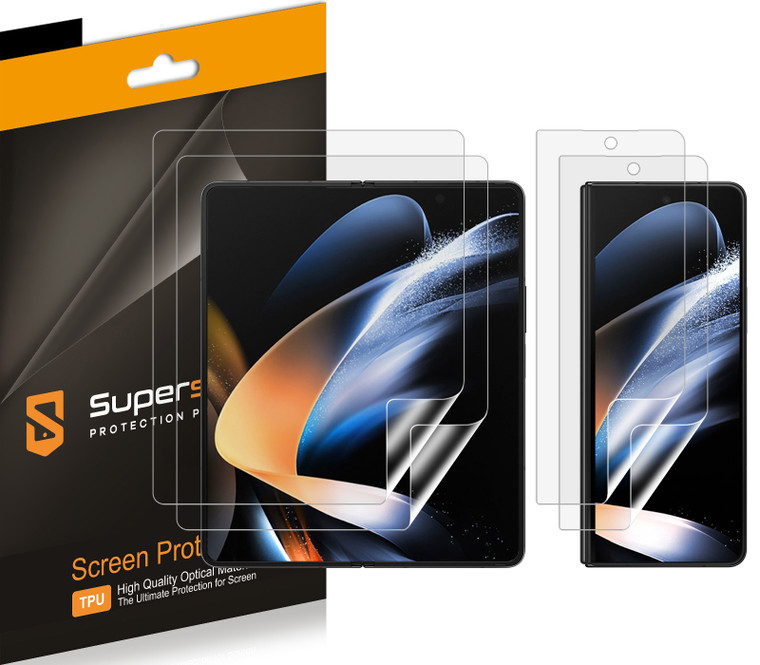 (2 Pack) Supershieldz Designed for Samsung Galaxy Z Fold 5 5G (2 Main Screen and 2 Front Screen) Screen Protector, High Definition Clear Shield (TPU)