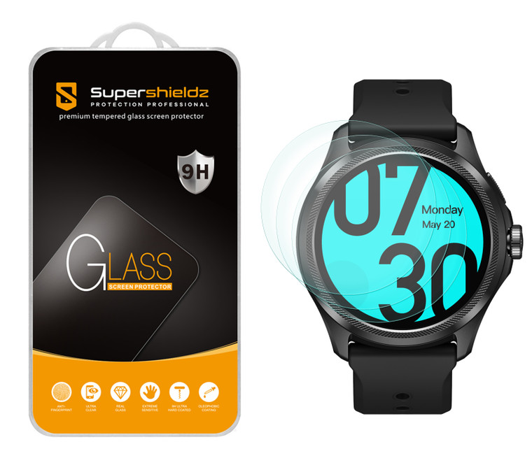 (3 Pack) Supershieldz Designed for Ticwatch Pro 5 Tempered Glass Screen Protector, Anti Scratch, Bubble Free