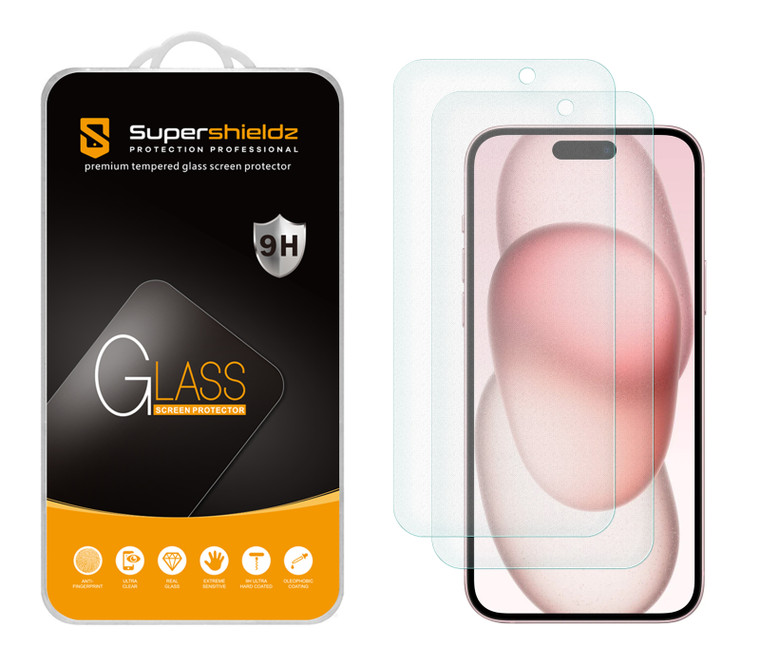 (2 Pack) Supershieldz Anti Glare (Matte) Tempered Glass Screen Protector Designed for iPhone 15 Plus (6.7 inch) Anti Fingerprint, Anti Scratch, Bubble Free
