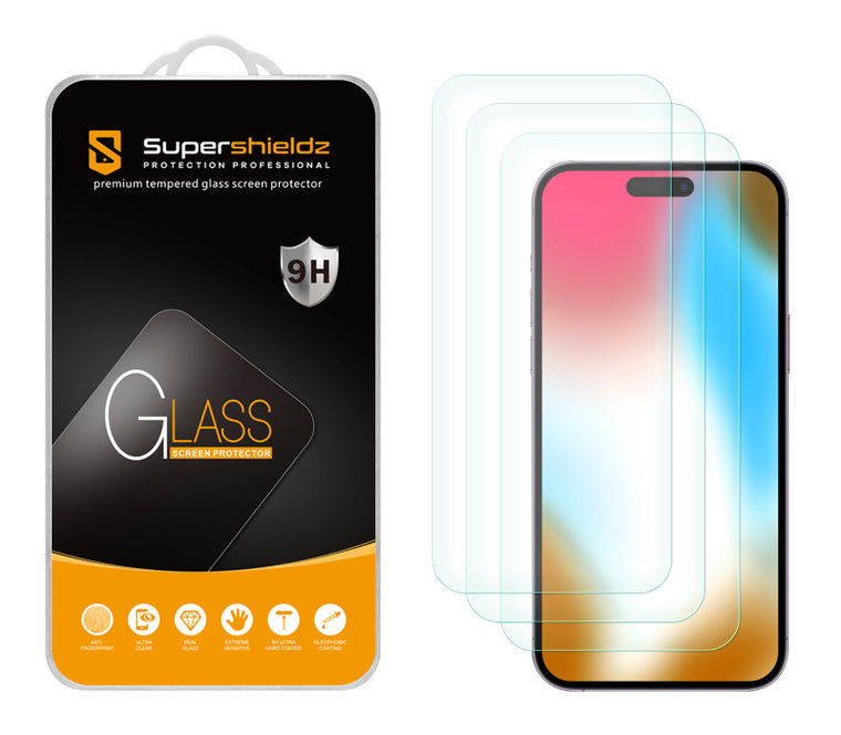 (3 Pack) Supershieldz Designed for iPhone 15 Plus (6.7 inch) Tempered Glass Screen Protector, Anti Scratch, Bubble Free