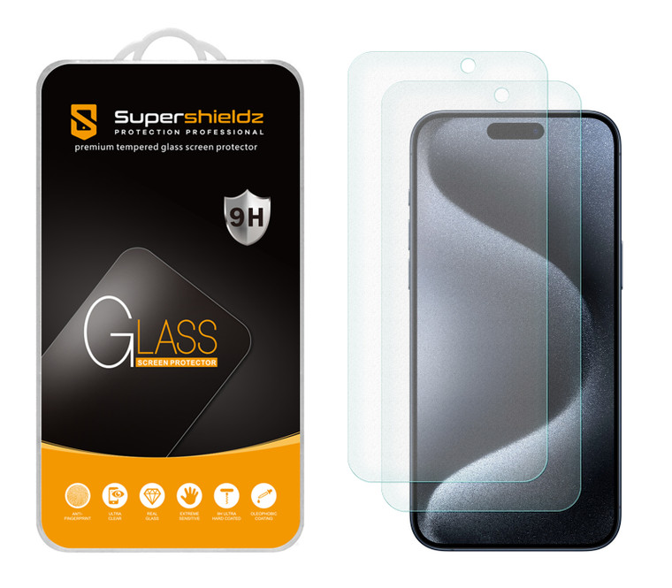 (2 Pack) Supershieldz Anti Glare (Matte) Tempered Glass Screen Protector Designed for iPhone 15 Pro Max (6.7 inch) Anti Fingerprint, Anti Scratch, Bubble Free