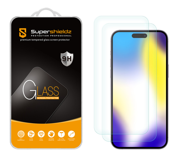 (2 Pack) Supershieldz Designed for iPhone 15 Pro Max (6.7 inch) Tempered Glass Screen Protector, Anti Scratch, Bubble Free