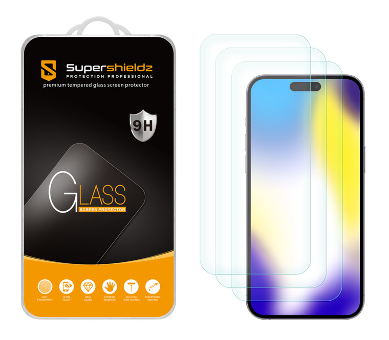 (3 Pack) Supershieldz Designed for iPhone 15 Pro Max (6.7 inch) Tempered Glass Screen Protector, Anti Scratch, Bubble Free