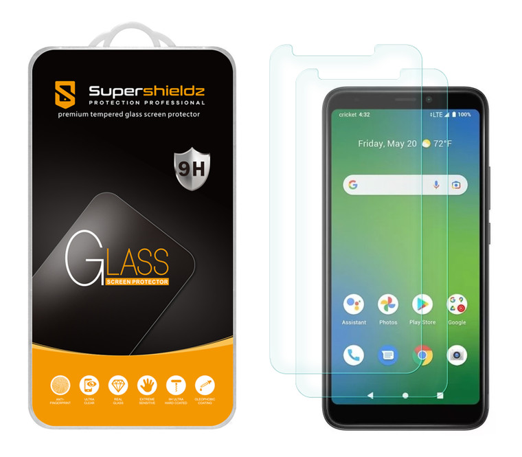 (2 Pack) Supershieldz Designed for Cricket Vision Plus Tempered Glass Screen Protector, Anti Scratch, Bubble Free