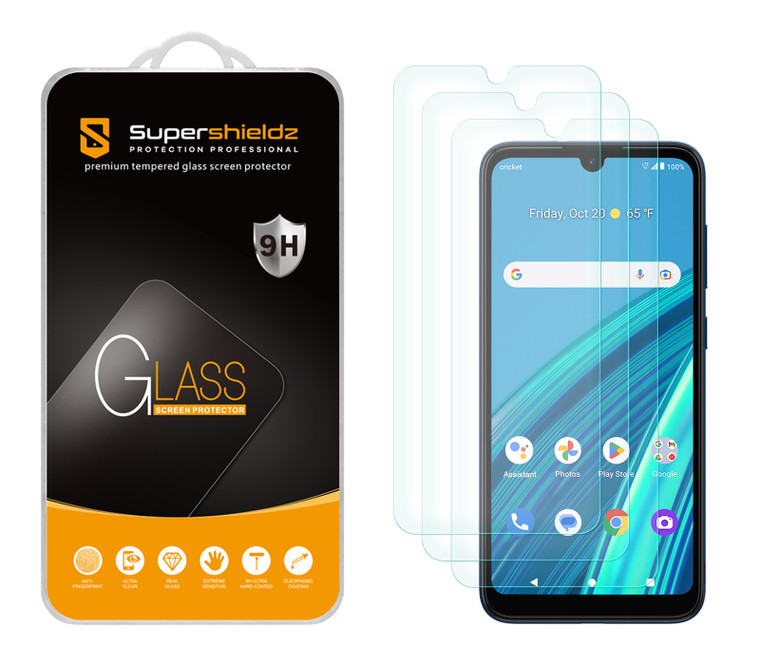 (3 Pack) Supershieldz Designed for Cricket Debut S2 / AT&T Calypso 4 Tempered Glass Screen Protector, Anti Scratch, Bubble Free