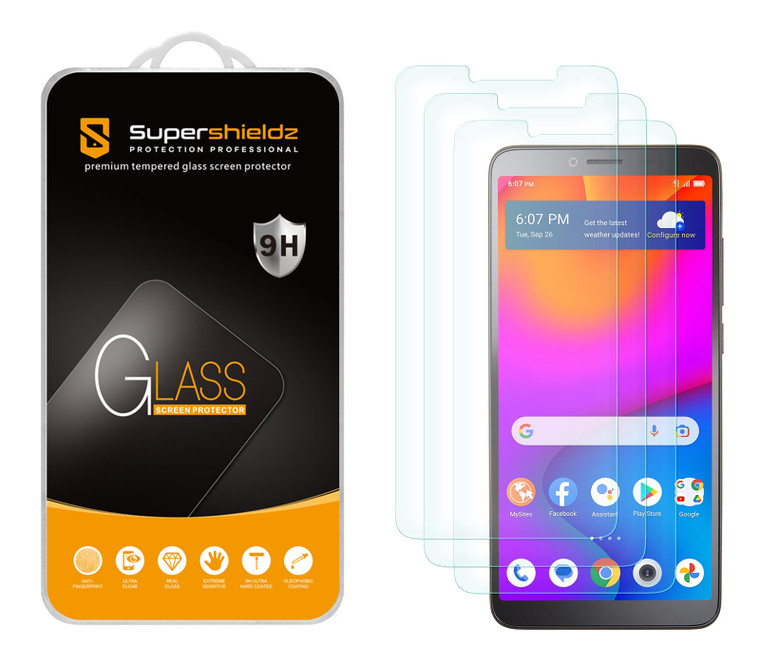 (3 Pack) Supershieldz Designed for TCL Ion V Tempered Glass Screen Protector, Anti Scratch, Bubble Free