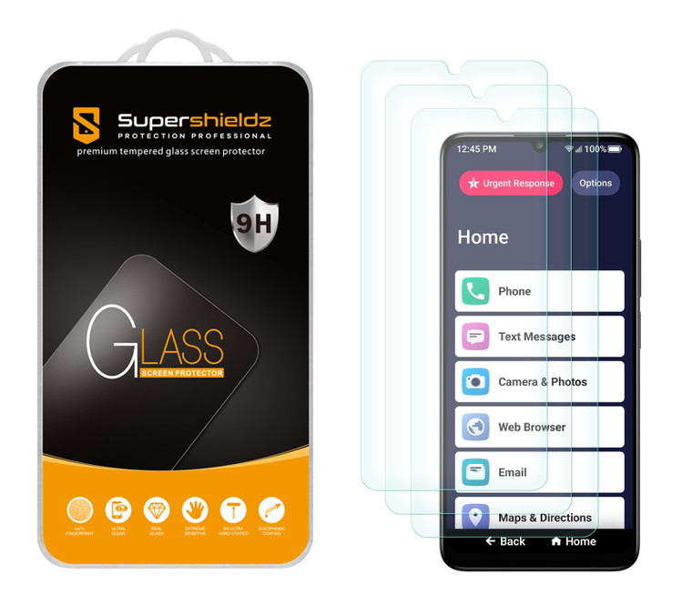 (3 Pack) Supershieldz Designed for Lively Jitterbug Smart4 Tempered Glass Screen Protector, Anti Scratch, Bubble Free