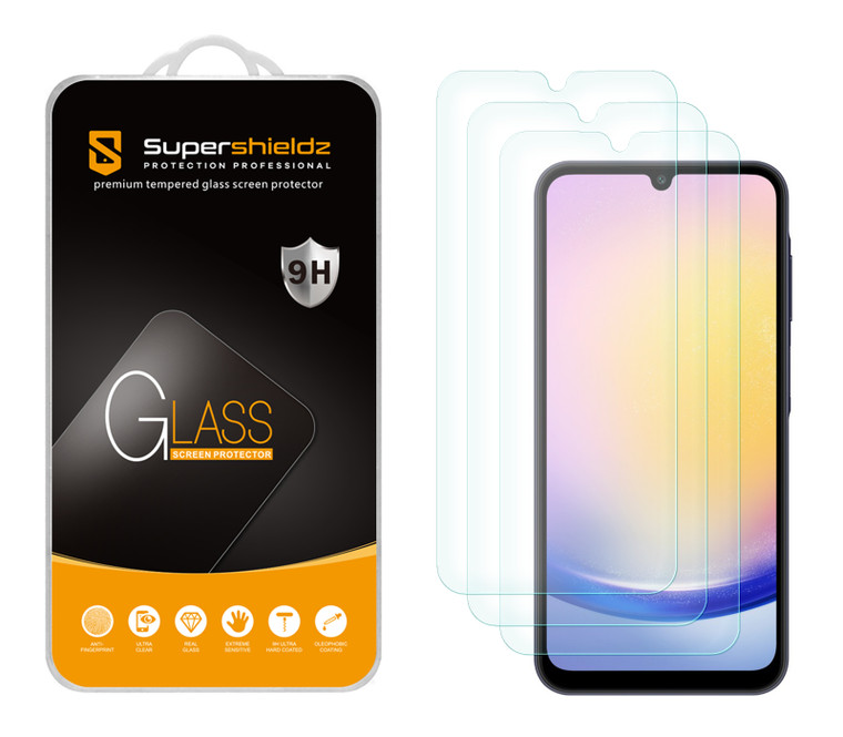 (3 Pack) Supershieldz Designed for Samsung Galaxy A25 5G Tempered Glass Screen Protector, Anti Scratch, Bubble Free