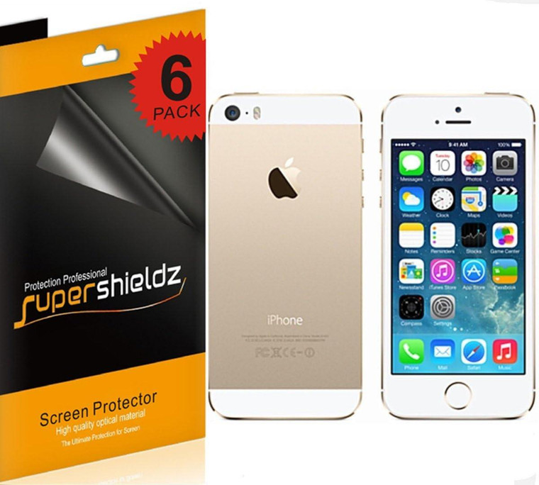 Supershieldz Designed for Apple iPhone 5 / iPhone 5S (Front and Back) Screen Protector, (3 Front and 3 Back) High Definition Clear Screen Shield (PET)