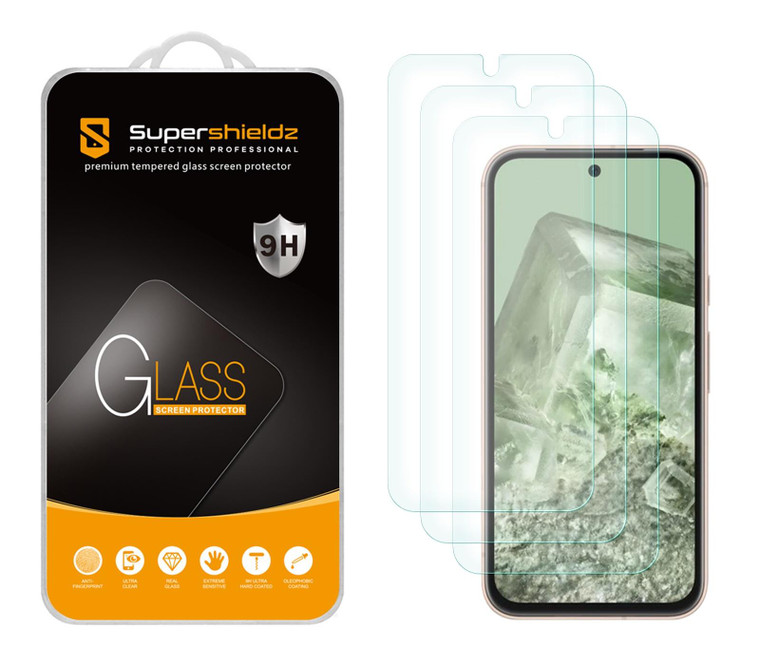 (3 Pack) Supershieldz Designed for Google Pixel 8a Tempered Glass Screen Protector, Anti Scratch, Bubble Free