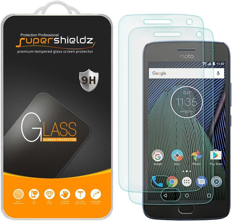 (2 Pack) Supershieldz Designed for Motorola Moto G5 Plus /Moto G Plus (5th Gen) Tempered Glass Screen Protector, Anti Scratch, Bubble Free