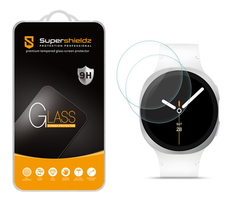 (2 Pack) Supershieldz Designed for Samsung Galaxy Watch 8 (40mm) Tempered Glass Screen Protector, Anti Scratch, Bubble Free