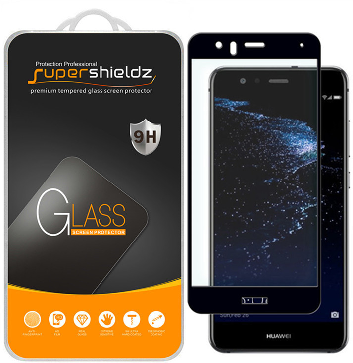 [1-Pack] Supershieldz for Huawei "P10 Lite" [Full Screen Coverage] Tempered Glass Screen Protector, Anti-Scratch, Bubble Free (Black)
