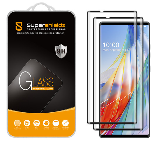 [2-Pack] Supershieldz for LG Wing [Full Screen Coverage] [3D Curved Glass]  Tempered Glass Screen Protector, Anti-Scratch, Bubble Free (Black Frame)