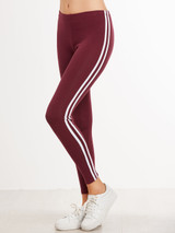 Fifth Avenue MZ Maroon Dual Striped Leggings