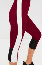 Fifth Avenue MZ Maroon Color Black Crop Leggings