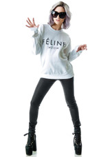Fifth Avenue Meow Feline Printed Sweatshirt - White