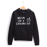 Fifth Avenue Dream Like A Caticorn Print Hoodie - Black