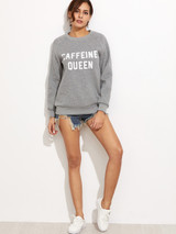 Fifth Avenue Caffeine Queen Printed Sweatshirt - Heather Grey