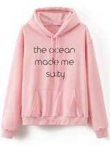 Fifth Avenue Ocean Made Me Salty Print Hoodie - Pink