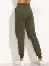 Women's Slit Knee Fleece Jogger Pants by Fifth Avenue - Khaki Green