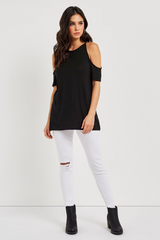 Fifth Avenue Women's WOL Cold Shoulder Top - Black