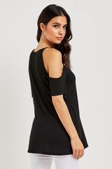 Fifth Avenue Women's WOL Cold Shoulder Top - Black