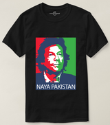 Fifth Avenue Naya Pakistan Khan Vector 2 Print T-Shirt - Black