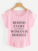 Fifth Avenue Women's Behind Every Successful Woman Herself Printed Dolman T-Shirt - Pink