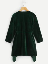 Fifth Avenue Women's VNNV Velvet Waterfall Front Self Tie Kimono - Green