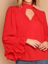 Fifth Avenue Women's UVA263 Choker Neck Top - Red