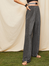 Fifth Avenue Women's GTTWP3 Glitter Elastic Waist Pants - Black