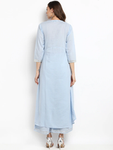 Lemon Tart Clothing Women's LTS11 Lace Detail Kurti and Pants Sets - Light Blue