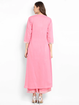 Lemon Tart Clothing Women's LTS11 Lace Detail Kurti and Pants Sets - Light Pink