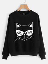 Fifth Avenue DIFT2 Meow Cool Cat Printed Sweatshirt - Black