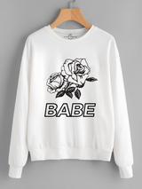 Fifth Avenue DIFT40 Babe Rose Printed Sweatshirt - White