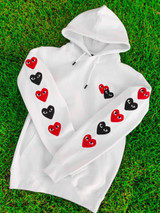 Fifth Avenue DIFT81 Hearts Front and Sleeve Print Hoodie - White