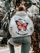 Fifth Avenue DIFT82 Free As A Butterfly Print Hoodie - White