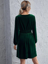 Fifth Avenue Womens Tie Waist Detail Velvet Stitched Western Dress FAWWDR3 - Green