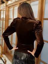 Fifth Avenue Womens Gigot Sleeve Detail Velvet Stitched Western Top - FAWWT21